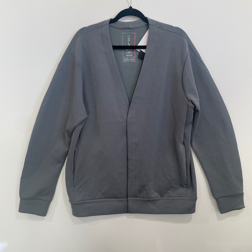 Nike 24.7 Dri-FIT Training Cardigan Mens Medium Tall Grey HQ6948-084